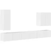 vidaXL Tv Wandkast Set 6 st Hoogglans wit