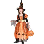 Vegaoo - Oranje pompoen heksen outfit voor meisjes