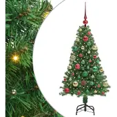 vidaXL Kunstkerstboom Groen 120 cm PVC en Staal en Kunststof
