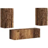 vidaXL Tv Wandkast Set 4 st Oudhout Bewerkt hout