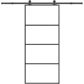 vidaXL - Schuifdeur - met - beslag - 90x205 - cm - ESG-glas - en - aluminium