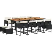 vidaXL 13-delige Tuinset met kussens poly rattan zwart