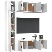 vidaXL 7-delig TV-meubelset, wit, van houtvezel