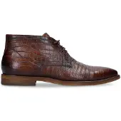 Manfield Bruine leren croco veterschoenen | Maat 43