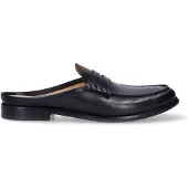 Manfield Zwarte leren loafers | Maat 44