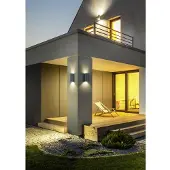 HELESTRA LED-wandlamp buiten Swift, zwart, Aluminium, Modern, LED wandlamp buiten