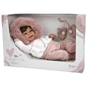 Munecas Arias Baby Zoe Elegance, met voetjes, 45 cm, roze. Roze, one size