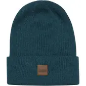 Urban Classics Beanie - Leather Patch Long Beanie - petrol | Maat Standard
