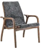 Swedese Laminett fauteuil eik/schapenvacht Special Edition Rubio Monocoat Chocolate-Charcoal