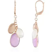 Cavill - Rosévergulde 925 Sterling Zilver Oorbellen - 26.1 ct Lavendel Chalcedoon & Perzik Maansteen - Fancy Briolette - Elegante Dames Sieraden
