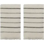 Meraki True handdoek 2 delen Off-White-zwart, 50x100 cm