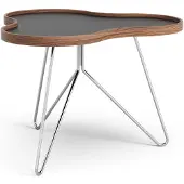 Swedese Flower tafel 62 x 66cm zwart, 45cm, walnoothouten rand, verchroomd onderstel
