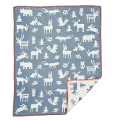 Klippan Yllefabrik Forest wollen babydeken katoen Blauw