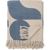 Bloomingville Agno katoenen plaid 130x160 cm Beige-blauw