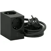 Kord Cuboid stopcontact 2 m Black
