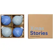 Design Letters XMAS Stories kerstbal Ø4 cm 4-delig Cobalt blue-light blue