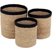 Dixie Emil opbergmand 3-pack small Natuur-zwart