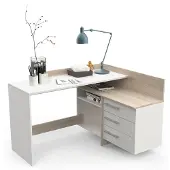 CBA Hoekbureau Thales 129 cm breed wit met eiken