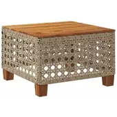vidaXL Tuintafel 55x55x36 cm poly rattan en acaciahout beige