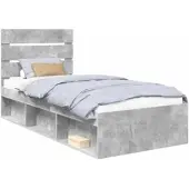 vidaXL Bedframe Betonnen Grijs 90 x 190 cm Massief grenenhout