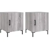 vidaXL Nachtkastjes 2 st 40x40x50 cm bewerkt hout grijs sonoma eiken
