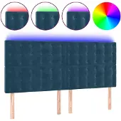 vidaXL Hoofdbord LED 200x5x118/128 cm fluweel donkerblauw