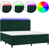 vidaXL Boxspringbed met matras en LED-verlichting, donkergroen, 200x200 cm, fluweel