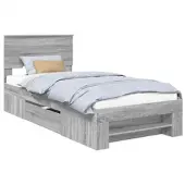 vidaXL Bedframe met hoofdeinde, Sonoma-grijs, 80 x 200 cm, houtvezel