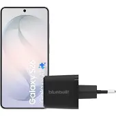 Samsung Galaxy S26 256GB Wit 5G + BlueBuilt Oplader 65 Watt Zwart