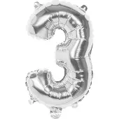 Boland - Folieballon '3' zilver (36 cm) 3 - Zilver - Cijfer ballon