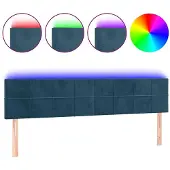 vidaXL Hoofdbord LED 200x5x78/88 cm fluweel donkerblauw