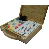 HOT Games Domino dubbel 12 Mexican Train in houten kist