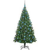 vidaXL Upside-down Kunst Kerstboom met Ballen Set Groen 180 cm PVC