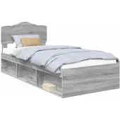 vidaXL Bedframe Grijs Sonoma 90 x 190 cm Massief grenenhout