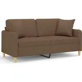 vidaXL Tweezitsbank met sierkussens 140 cm stof bruin