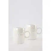 Zusss Cadeauset 2 Theemokken Hartje Parelmoer Wit - Verjaardag - Cadeau Keramiek Wit