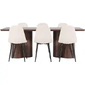 Ebuy24 Olivia eethoek tafel 100x210cm en 6 velours stoelen mocca.