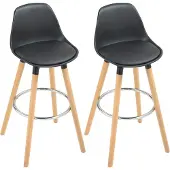 HOMCOM Barkruk-Kunstleer, Beukenhout-43B x 43L x 91H cm-Zwart