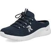 Rieker dames klompen, sportief model, met elastische band en uitneembaar MemoSoft voetbed, model M8558, maat: 41 EU, kleur: blauw