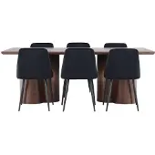 Ebuy24 Olivia eethoek tafel 100x210cm en 6 velours stoelen mocca.