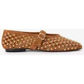 Sissy-Boy Bruine Opengewerkte Ballerina Met Studs | Maat: 38
