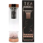 Ancient Wisdom Glazen Thee Fles - Rosé Goud - Rozenkwarts Kristallen - Thee ei fles - Infuser Bottle - 500ml