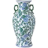 Beliani SEGOWIA - Bloemenvaas - Wit/Blauw - Porselein