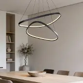 LumenXL 3-staps dimbare design hanglamp Nivara met dubbele LED-ringen in zwart