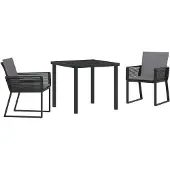 vidaXL Tuin Eettafel Set 3 st Zwart Gepoedercoat staal