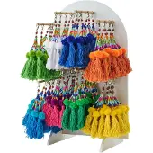 J-Line sleutelhanger Pompon 48 Stuks - textiel/polyresin - mix
