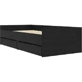 vidaXL Bedframe met lade Zwart Eiken 100 x 200 cm Massief grenenhout