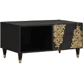 vidaXL Salontafel Zwart 80 x 50 x 40 cm Massief Mango Hout