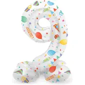 Folat - Staande folieballon Cijfer 9 Joyful Party - 41 cm