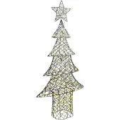 vidaXL Kerstboom 240 LED's Warmwit 180 cm Rattan